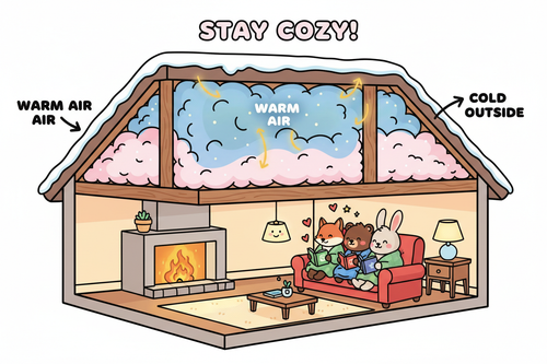 Animated illustration of attic insulation cross-section